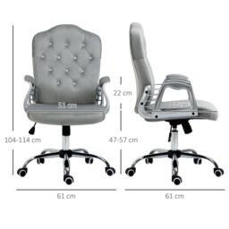 VINSETTO Home Office Chair with Adjustable Height Tilt Function Grey - thumbnail 3