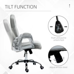 VINSETTO Home Office Chair with Adjustable Height Tilt Function Grey - thumbnail 5