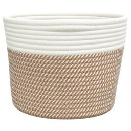 Berkfield Home Storage Baskets 2 pcs Brown & White √ò24x18 cm Cotton - Size: 24x18 cm - thumbnail 6
