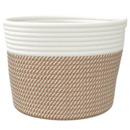 Berkfield Home Storage Baskets 2 pcs Brown & White √ò24x18 cm Cotton - Size: 24x18 cm - thumbnail 5