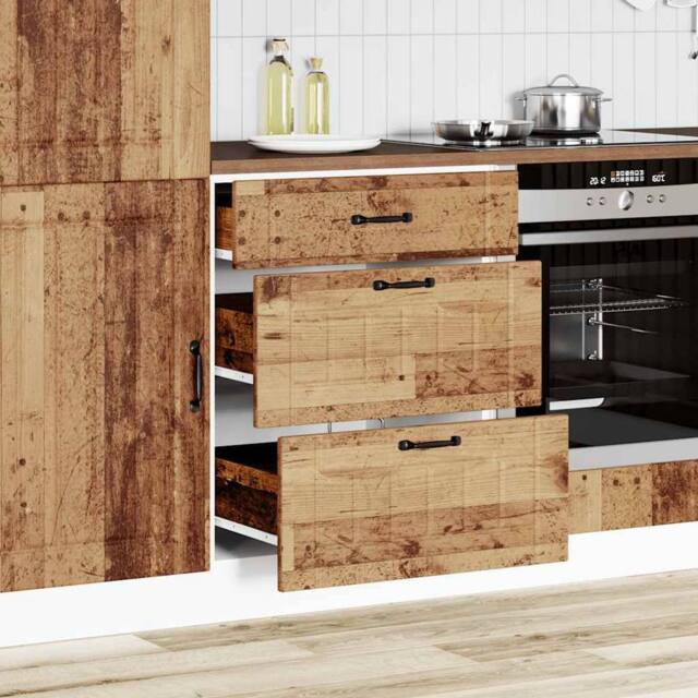Berkfield Home Kitchen Base Cabinet Lucca Old Wood Engineered Wood in Brown - image 1