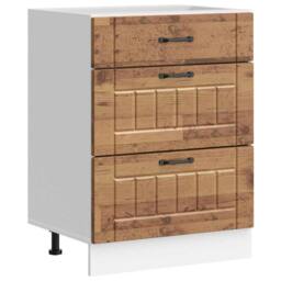 Berkfield Home Kitchen Base Cabinet Lucca Old Wood Engineered Wood in Brown - thumbnail 3
