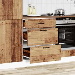 Berkfield Home Kitchen Base Cabinet Lucca Old Wood Engineered Wood in Brown - thumbnail 1