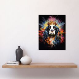 "Artery8 Wall Art Print King Charles Spaniel with Crown Dog Lover Gift Pet Portrait Colourful Artwork Painting Poster - Size: W18"" x H24""" - thumbnail 4