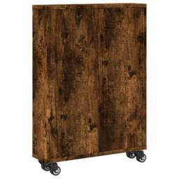 Berkfield Home Narrow Storage Trolley Smoked Oak 48x13x68 cm Engineered Wood in Brown - Size: 48 x 13 x 68 cm - thumbnail 6