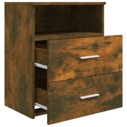 Berkfield Home Modern Bed Cabinet Smoked Oak 50x32x60 cm in Brown - Size: 50 x 32 x 60 cm - thumbnail 6