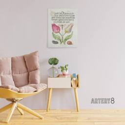 "Artery8 Tulip Ichneumon Wasp & Beans Calligraphy Canvas Wall Art Print in White - Size: W12"" x H16""" - thumbnail 3