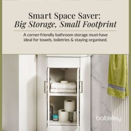 Balterley Gloss White Free Standing 2 Door Corner Vanity Basin Unit 590mm - thumbnail 4