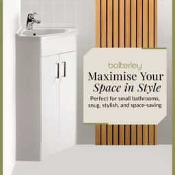 Balterley Gloss White Free Standing 2 Door Corner Vanity Basin Unit 590mm - thumbnail 2