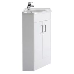 Balterley Gloss White Free Standing 2 Door Corner Vanity Basin Unit 590mm