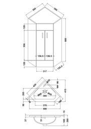 Balterley Gloss White Free Standing 2 Door Corner Vanity Basin Unit 590mm - thumbnail 7