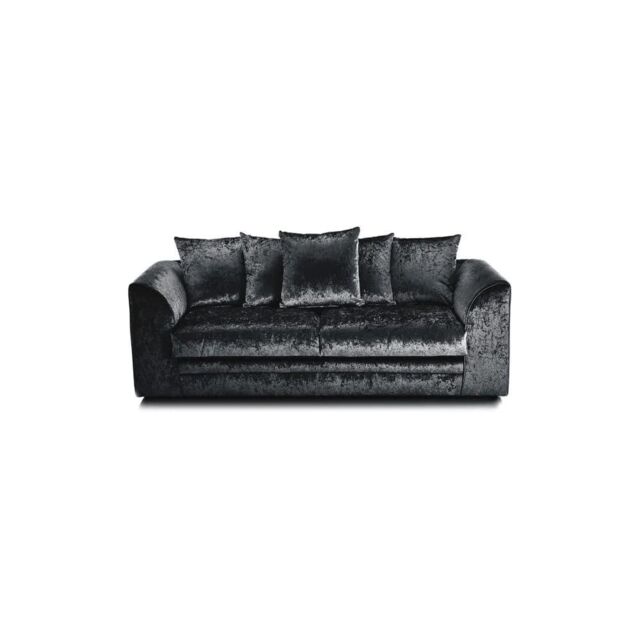 LUXURY LIFE Dylan Crushed Velvet Fabric 3 Seater Sofa in Black - image 1