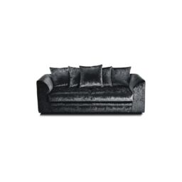 LUXURY LIFE Dylan Crushed Velvet Fabric 3 Seater Sofa in Black - thumbnail 1