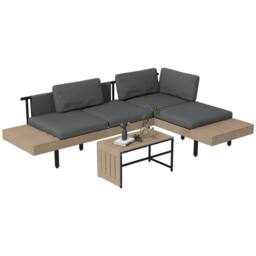Wyld Haus Vivino 3 Piece L Shaped Outdoor Sofa Set Grey Natural Tone Coffee - thumbnail 2
