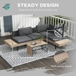 Wyld Haus Vivino 3 Piece L Shaped Outdoor Sofa Set Grey Natural Tone Coffee - thumbnail 5