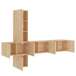 Berkfield Home Versatile 5 Piece TV Wall Units Sonoma Oak Engineered Wood in Light Brown - thumbnail 4