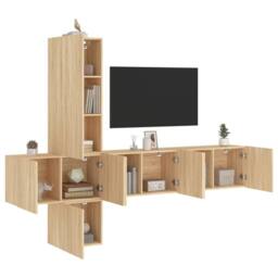 Berkfield Home Versatile 5 Piece TV Wall Units Sonoma Oak Engineered Wood in Light Brown - thumbnail 2