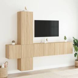 Berkfield Home Versatile 5 Piece TV Wall Units Sonoma Oak Engineered Wood in Light Brown - thumbnail 1