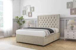 "Sloomy Amberley Naples Divan Bed Base 2 Drawers Left Side With 26"" Strutted Headboard & 12"" Matching Footboard in Emerald - Size: Small Single" - thumbnail 3