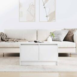 Berkfield Home Decorative Coffee Table with Drawers White 70.5x70x40 cm - thumbnail 1