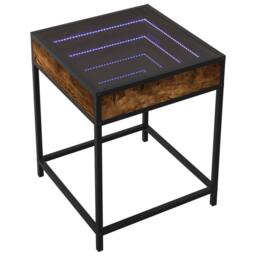 Berkfield Home Coffee Table with Infinity LED Smoked Oak 40x40x51 cm in Brown - Size: 40 x 40 x 51 cm - thumbnail 3