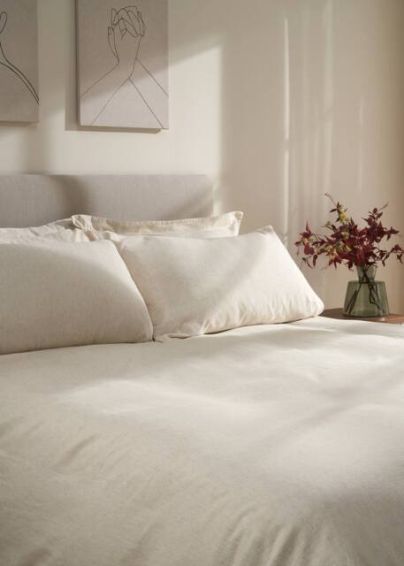 Truly Mushroom Stripe Linen Cotton Oxford Pillowcases in Light Brown - Size: Standard Pillow Case - image 1