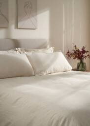 Truly Mushroom Stripe Linen Cotton Oxford Pillowcases in Light Brown - Size: Standard Pillow Case