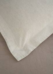 Truly Mushroom Stripe Linen Cotton Oxford Pillowcases in Light Brown - Size: Standard Pillow Case - thumbnail 3