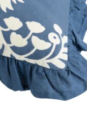Paoletti Montrose 100% Cotton Fringed Leaf Cushion in Dark Blue - Size: 50 cm x 50 cm - thumbnail 4