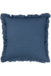 Paoletti Montrose 100% Cotton Fringed Leaf Cushion in Dark Blue - Size: 50 cm x 50 cm - thumbnail 2