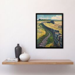 "Artery8 Hadrian's Wall Summer England Landmark Landscape Framed Art Print in Green - Size: W12"" x H16""" - thumbnail 4