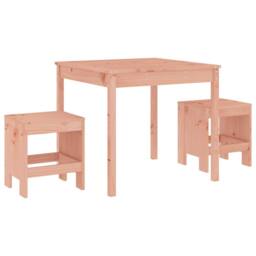 Berkfield Home Beautiful 3 Piece Garden Bistro Set Solid Wood Douglas in Light Brown - thumbnail 3