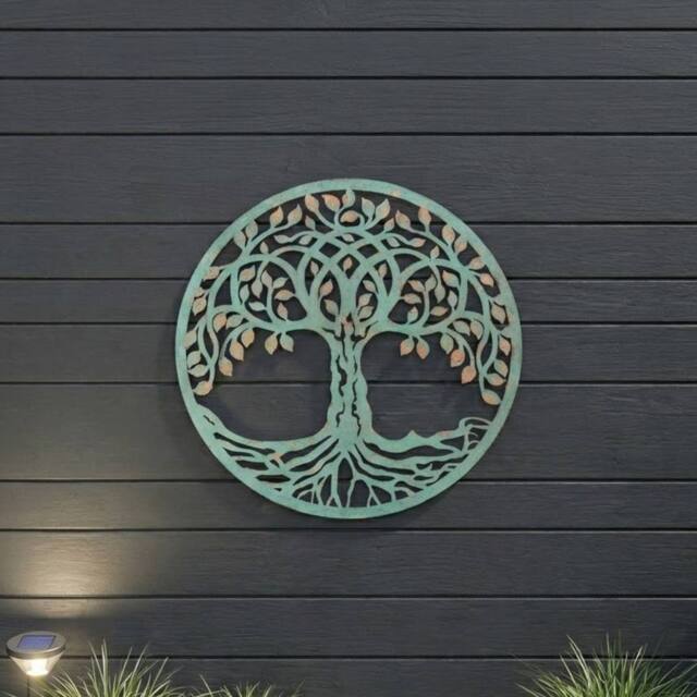 Garden Greatness Verdigris Rustic Tree Of Life Garden Wall Art - image 1