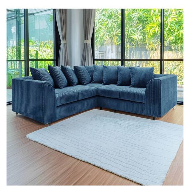 Furniture 786 Hannah Jumbo Cord Scatter Back 2c2 Corner Sofa in Mid Blue - image 1