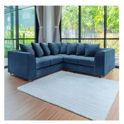 Furniture 786 Hannah Jumbo Cord Scatter Back 2c2 Corner Sofa in Mid Blue