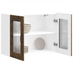 Berkfield Home Kitchen Wall Cabinet with Glass Door Kalmar Smoked Oak Engineered Wood in Brown - thumbnail 5