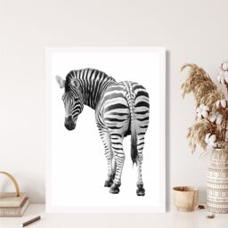 ARTZE Cheeky Zebra Animal Black & White Photo Framed Print SIZE: A3 with White Frame - Size: A4 - thumbnail 2