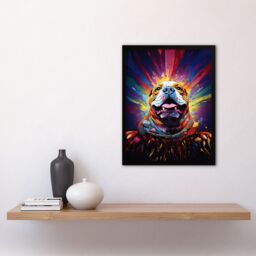 "Artery8 Wall Art Print Bulldog Dog Lover Gift Pet Portrait Colourful Artwork Painting Art Framed - Size: W12"" x H16""" - thumbnail 4