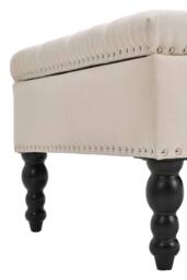 Beige Square Linen Tufted Storage Ottoman - thumbnail 5