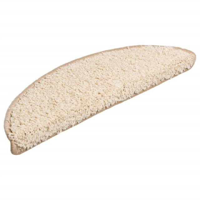 Berkfield Home Stair Mats 10 pcs 56x17x3 cm Cream - Size: Medium - image 1