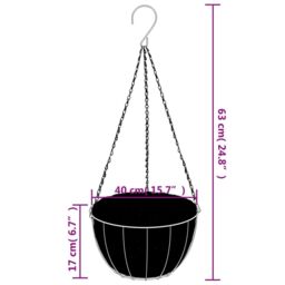 Berkfield Home Hanging Basket Brackets with Planters 4 pcs Black Steel - thumbnail 8