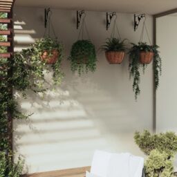 Berkfield Home Hanging Basket Brackets with Planters 4 pcs Black Steel - thumbnail 1