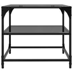 Berkfield Home Coffee Tables with Black Glass Top 2 pcs 50x50x45 cm Steel - Size: 50 x 50 x 45 cm - thumbnail 6