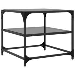 Berkfield Home Coffee Tables with Black Glass Top 2 pcs 50x50x45 cm Steel - Size: 50 x 50 x 45 cm - thumbnail 7