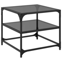Berkfield Home Coffee Tables with Black Glass Top 2 pcs 50x50x45 cm Steel - Size: 50 x 50 x 45 cm - thumbnail 4