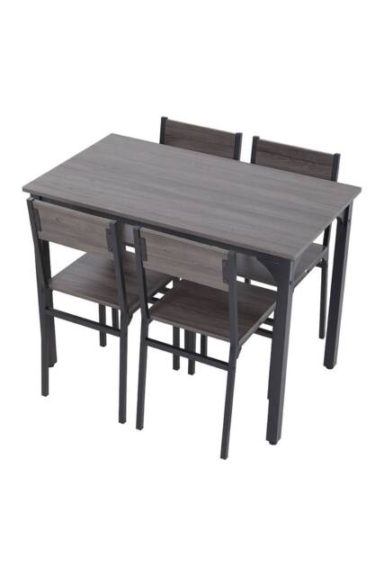 Living and Home 5-Piece Dining Table and Chairs Set in Grey - image 1