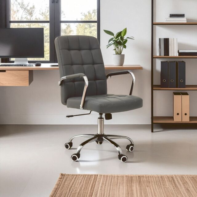 Orsina Ergonomic Black Tufted Home Office Chair, Comfortable Work From Home Chair, Movable Ergonomic Work Chair in Grey - image 1