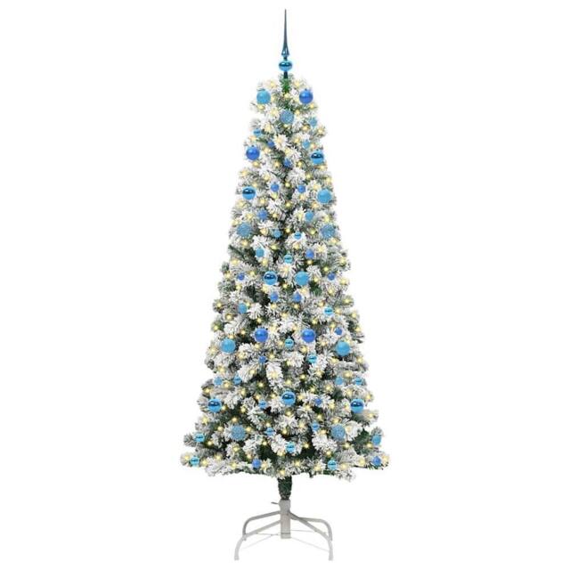 Berkfield Home Realistic Artificial Hinged Christmas Tree Green & white 210 cm - image 1