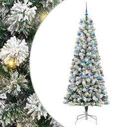 Berkfield Home Realistic Artificial Hinged Christmas Tree Green & white 210 cm - thumbnail 3