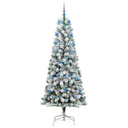 Berkfield Home Realistic Artificial Hinged Christmas Tree Green & white 210 cm - thumbnail 4